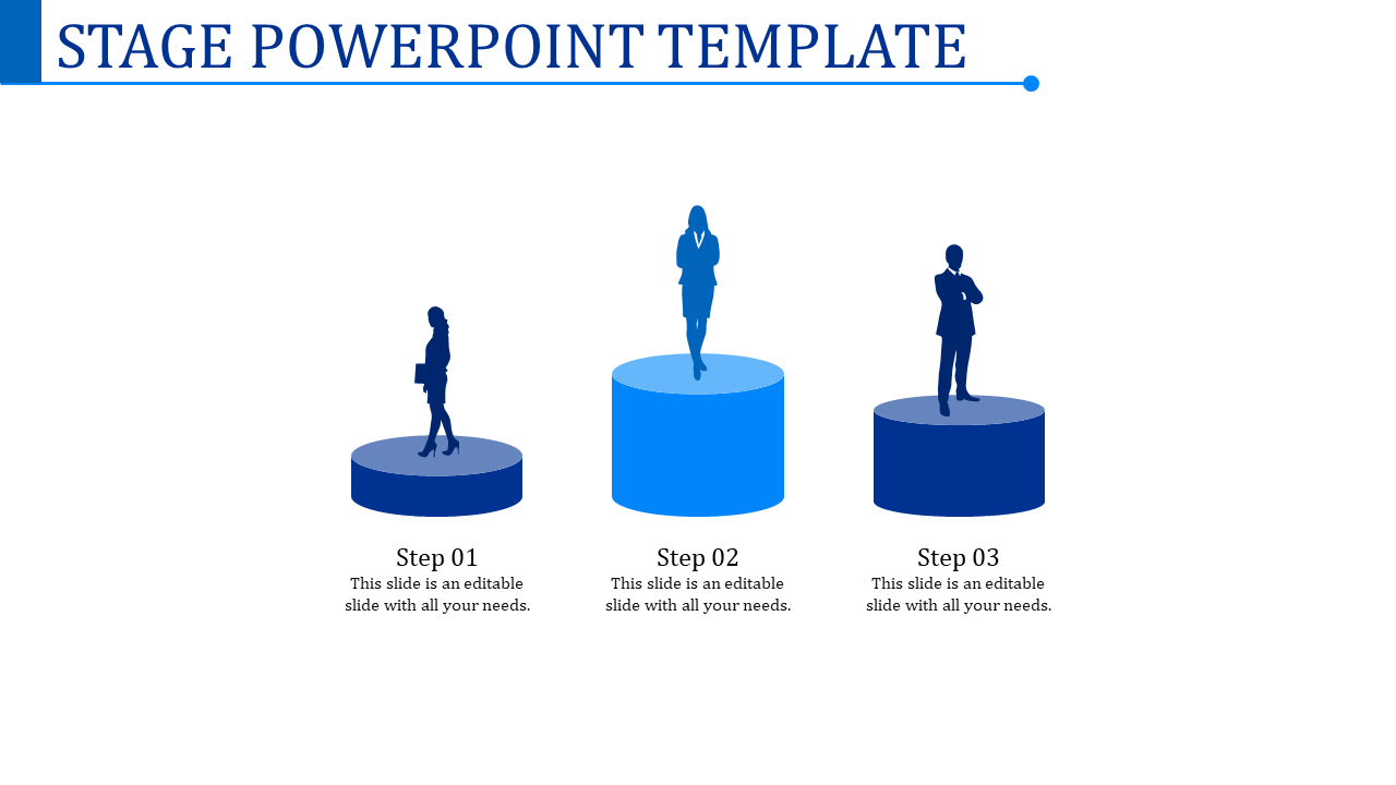 Amazing Stage PowerPoint Template With Three Nodes
